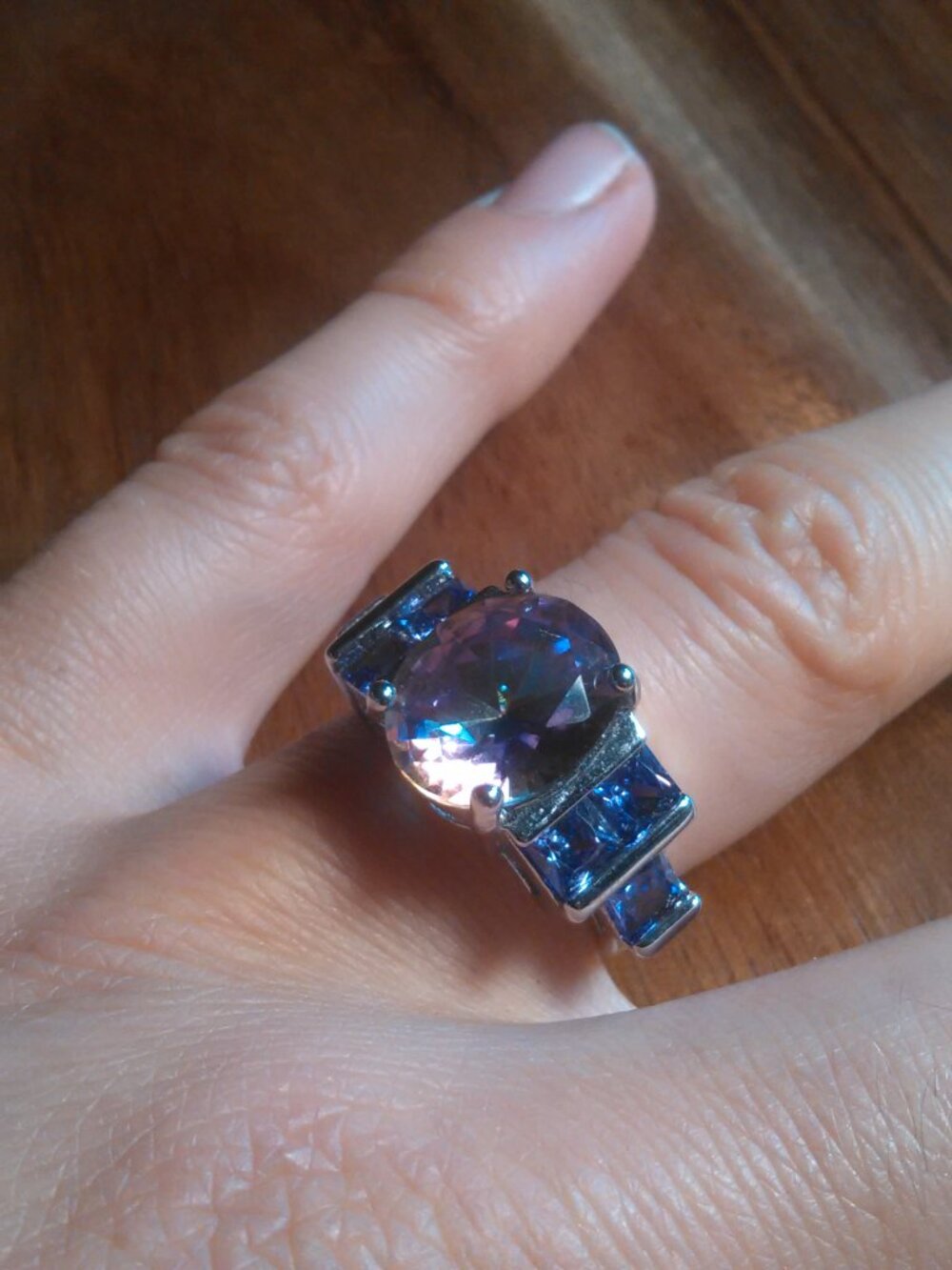 Simulated Mystic Topaz and Purple Crystal Ring (Size 7) - Picture 11 of 16